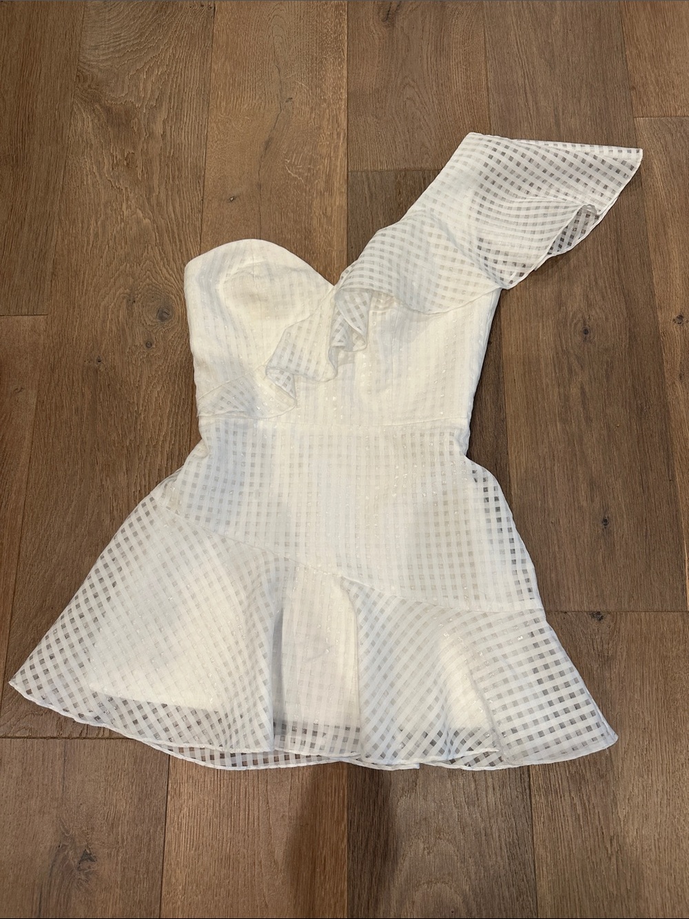 Amanda Uprichard White One-Shoulder Ruffle Party Dress